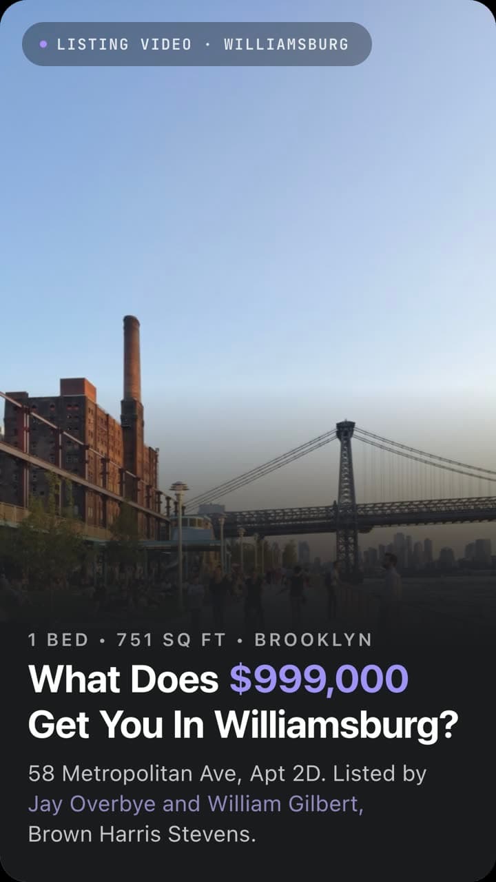 Listing video thumbnail: What does $999,000 get you in Williamsburg?
